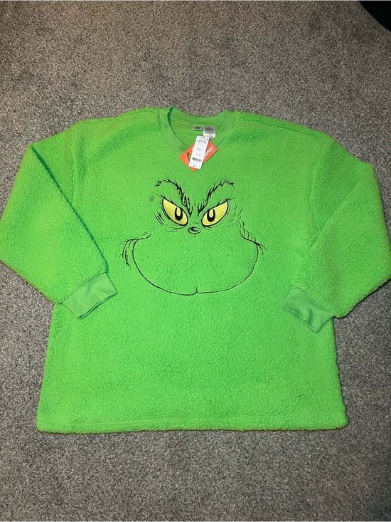 Carter's Tops - Adult Green Grinch Fleece Pullover Sweatshirt